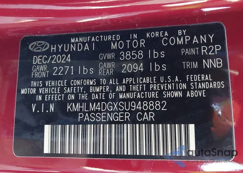 2025 Hyundai Elantra Sel Sport из США, поврежденный, VIN KMHLM4DGXSU948882